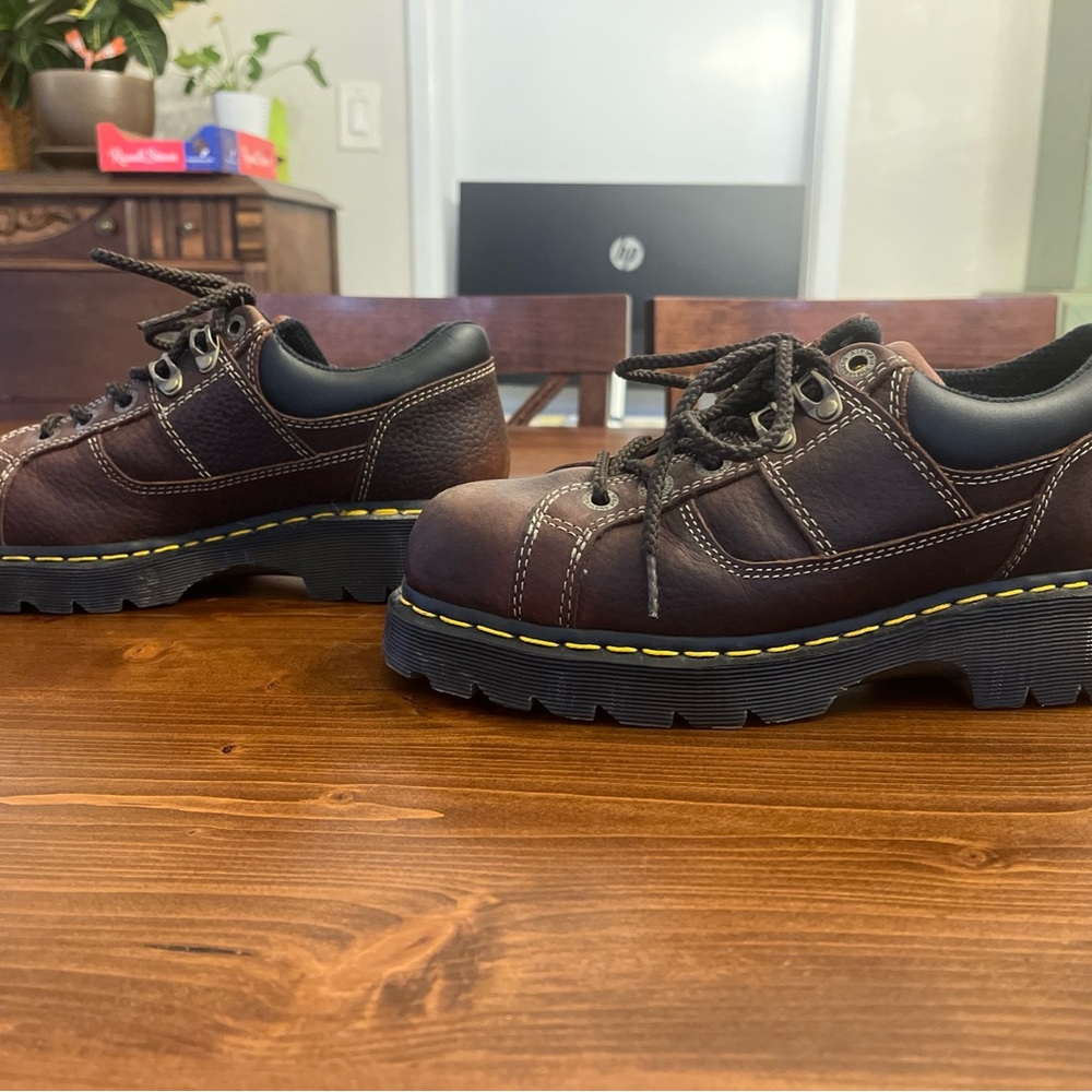 Dr. Martens DM229 Brown Leather Steel Toe Boots Shoes US M 7 W 8 - Picture 3 of 6